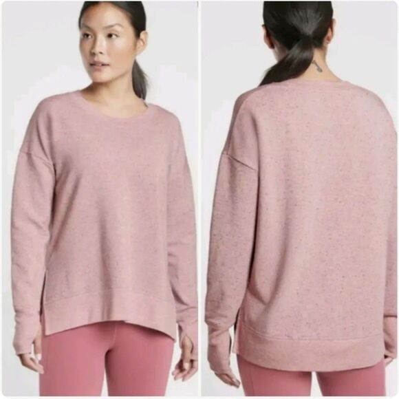 Athleta Pink Speckled Tencel Lyocell Blend Sweatshirt XXS Soft Relaxed Fit - Picture 1 of 9
